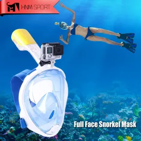 2017 New Scuba GoPro Camera Snorkel Mask Underwater Anti Fog Full Face Snorkeling Diving Mask  with Anti-skid Ring Snorkel