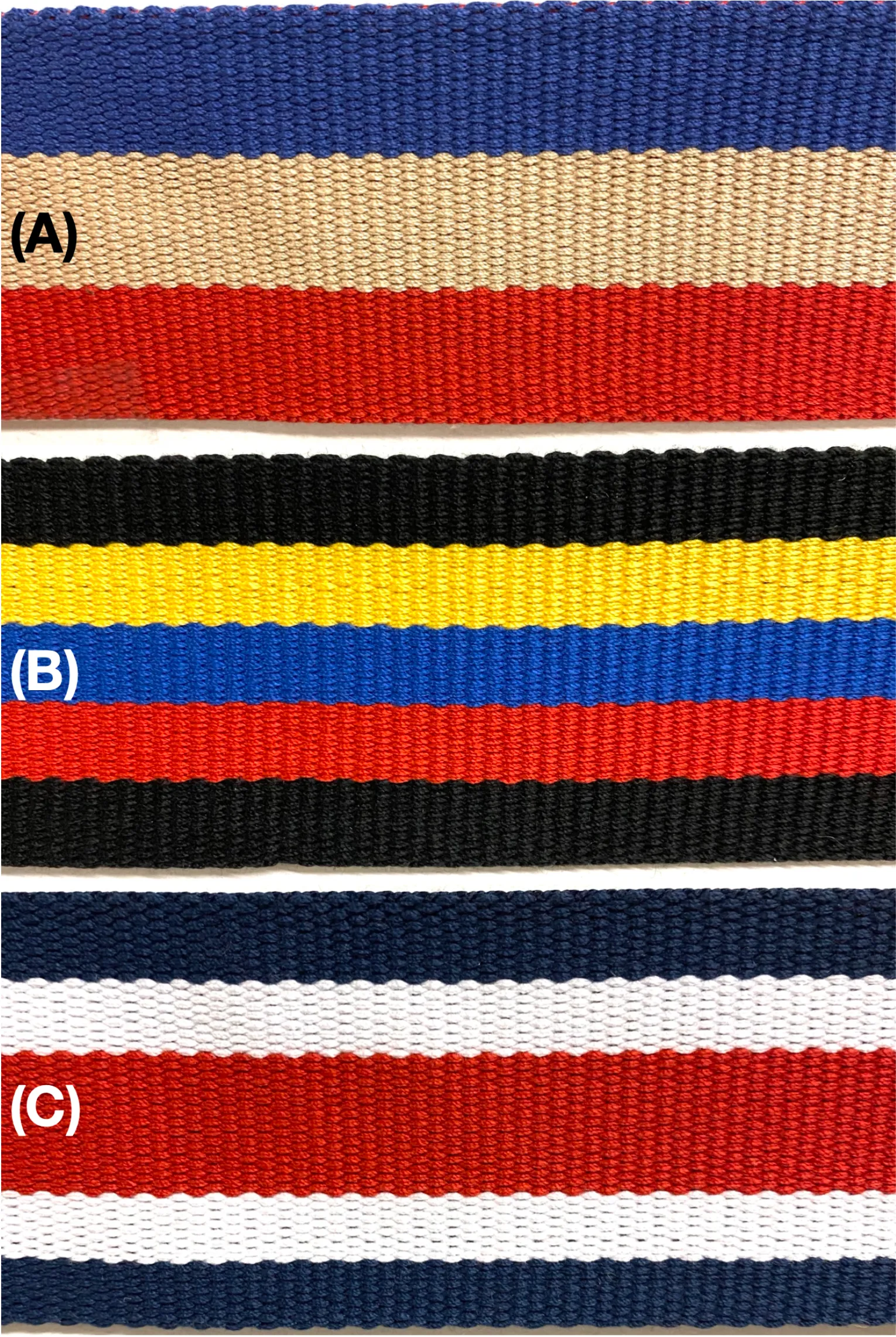 2" Striped Polyester Cotton Webbing - 5 Continuous Yards! Many Colors!