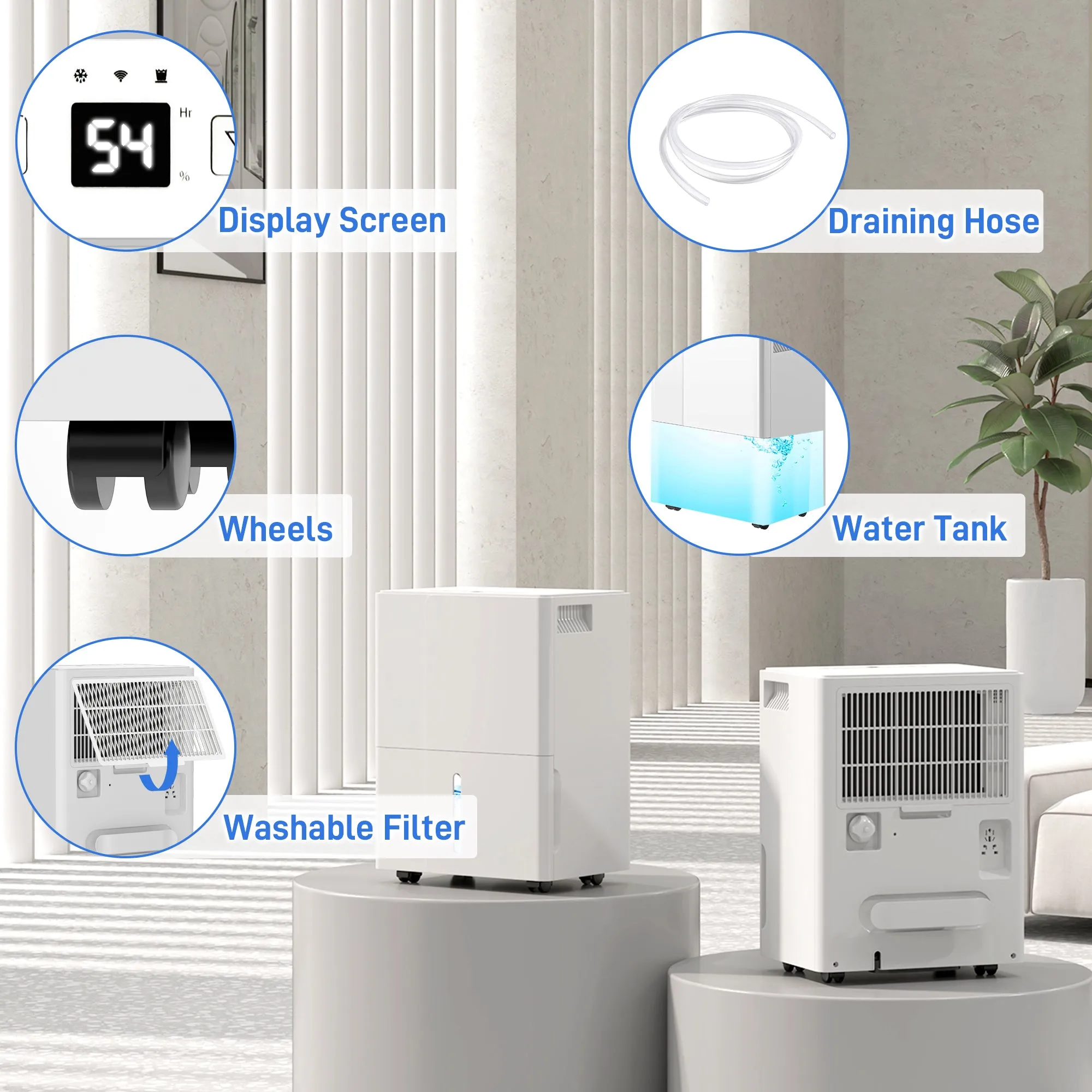 30L Dehumidifier with Filter, Auto Defrost, for Home Laundry Drying