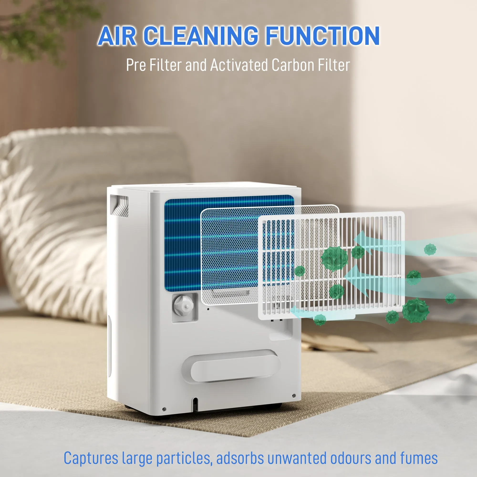 30L Dehumidifier with Filter, Auto Defrost, for Home Laundry Drying