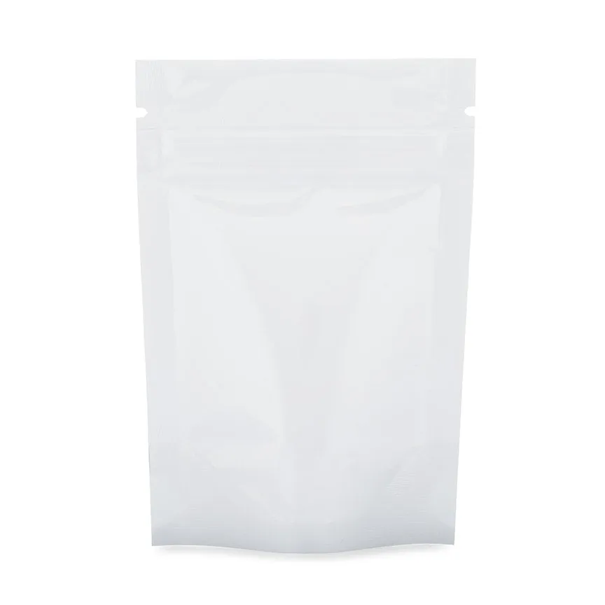 3.5g Mylar Bags x 12- Solid White Matte