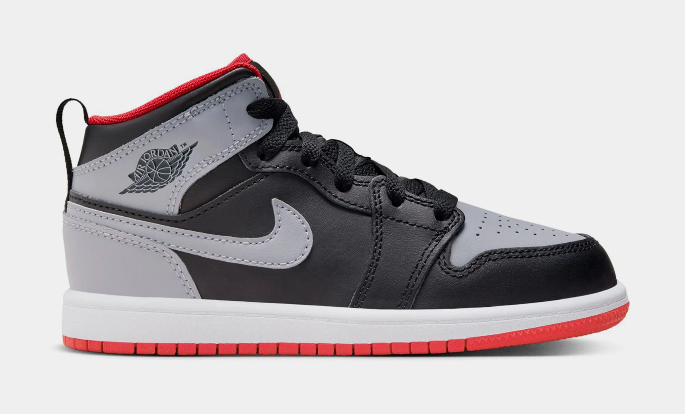 Air Jordan 1 Mid Grade School Lifestyle Shoes (White/Black/Gym Red)