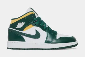 Air Jordan 1 Mid Green Yellow Grade School Lifestyle Shoes (Green/Yellow) Free Shipping