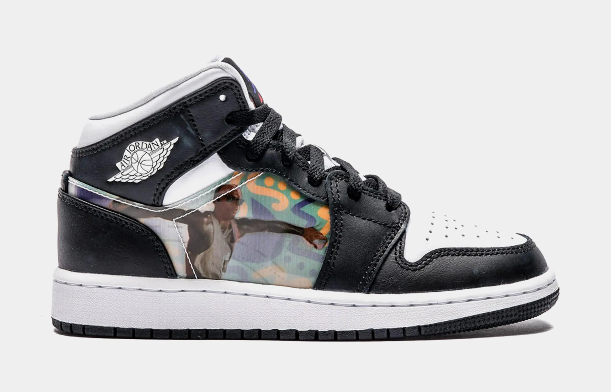 Air Jordan 1 Mid Hologram Grade School Lifestyle Shoes (Black)