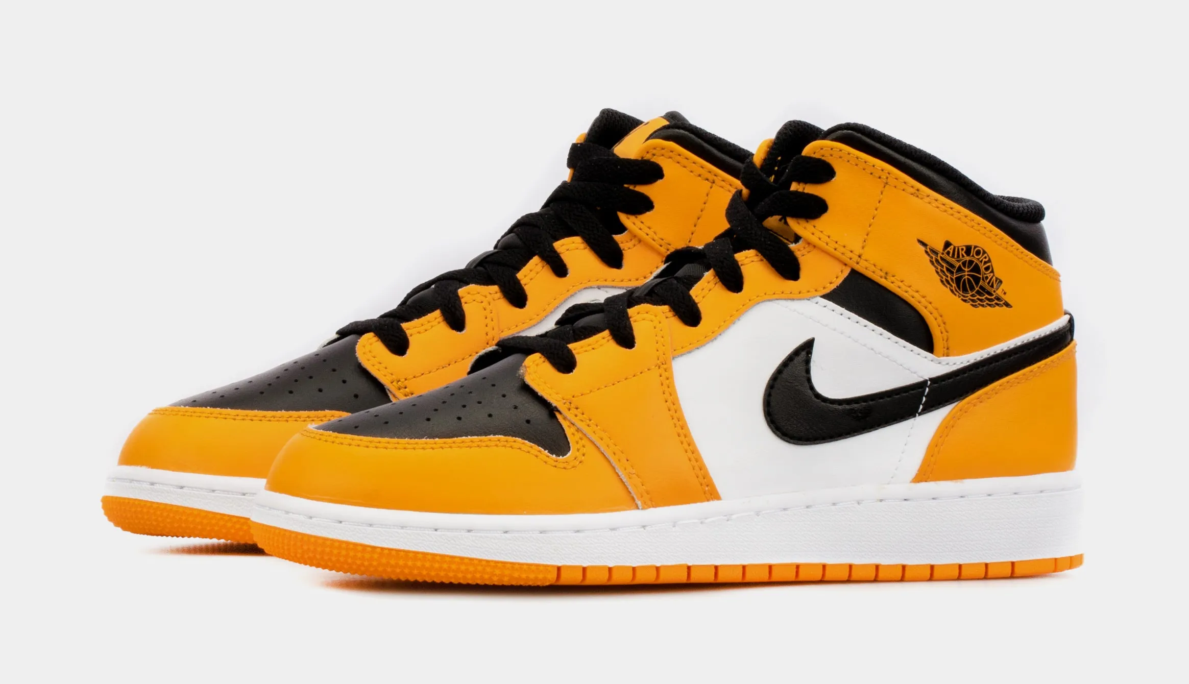 Air Jordan 1 Mid Taxi Grade School Lifestyle Shoes (Yellow/Black)