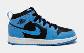 Air Jordan 1 Retro Mid University Blue Preschool Lifestyle Shoes (Black/Blue)