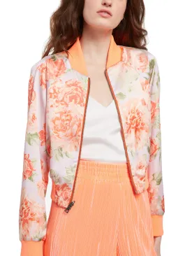 ALICE   OLIVIA - Duke Raglan Sleeve Crop Reversible Bomber in Neon Peach and Posy Garden Orchid