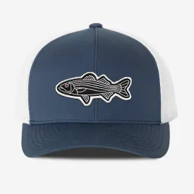 Bass Fish Trucker Hat - Navy/White