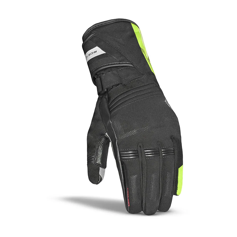 BELA Iglo Motorcycle Leather Gloves Black Yellow Flou