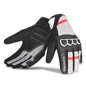 BELA Tracker Full Finger Motorcycle Gloves Black White Red