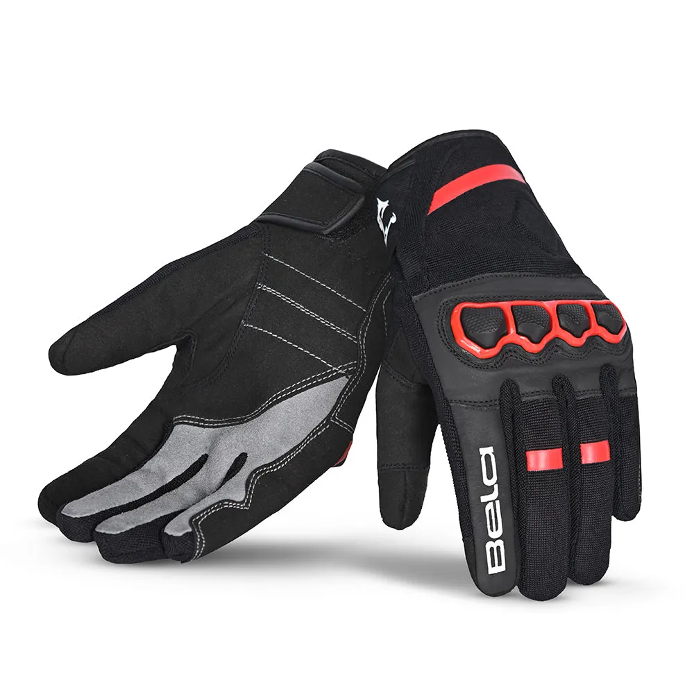 BELA Tracker Motorbike Gloves Black Red