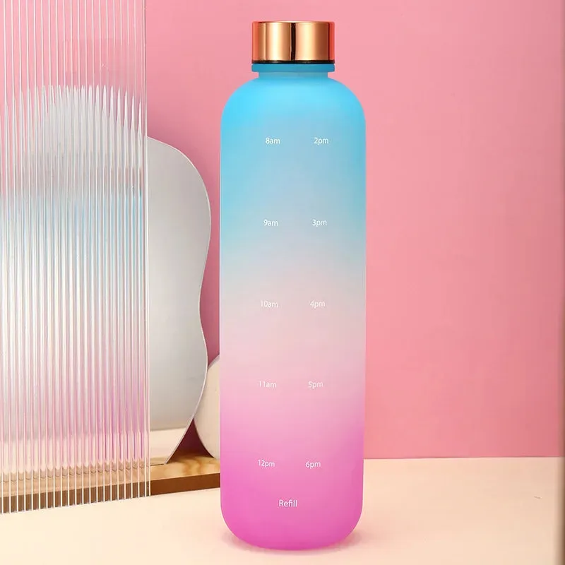 Colorful Gradient Steel Cover with Time Scale Water bottle 5469Aqua Over Lilac