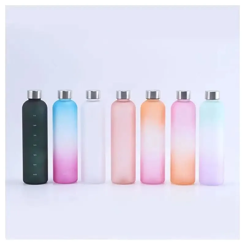 Colorful Gradient Steel Cover with Time Scale Water bottle 5469Aqua Over Lilac