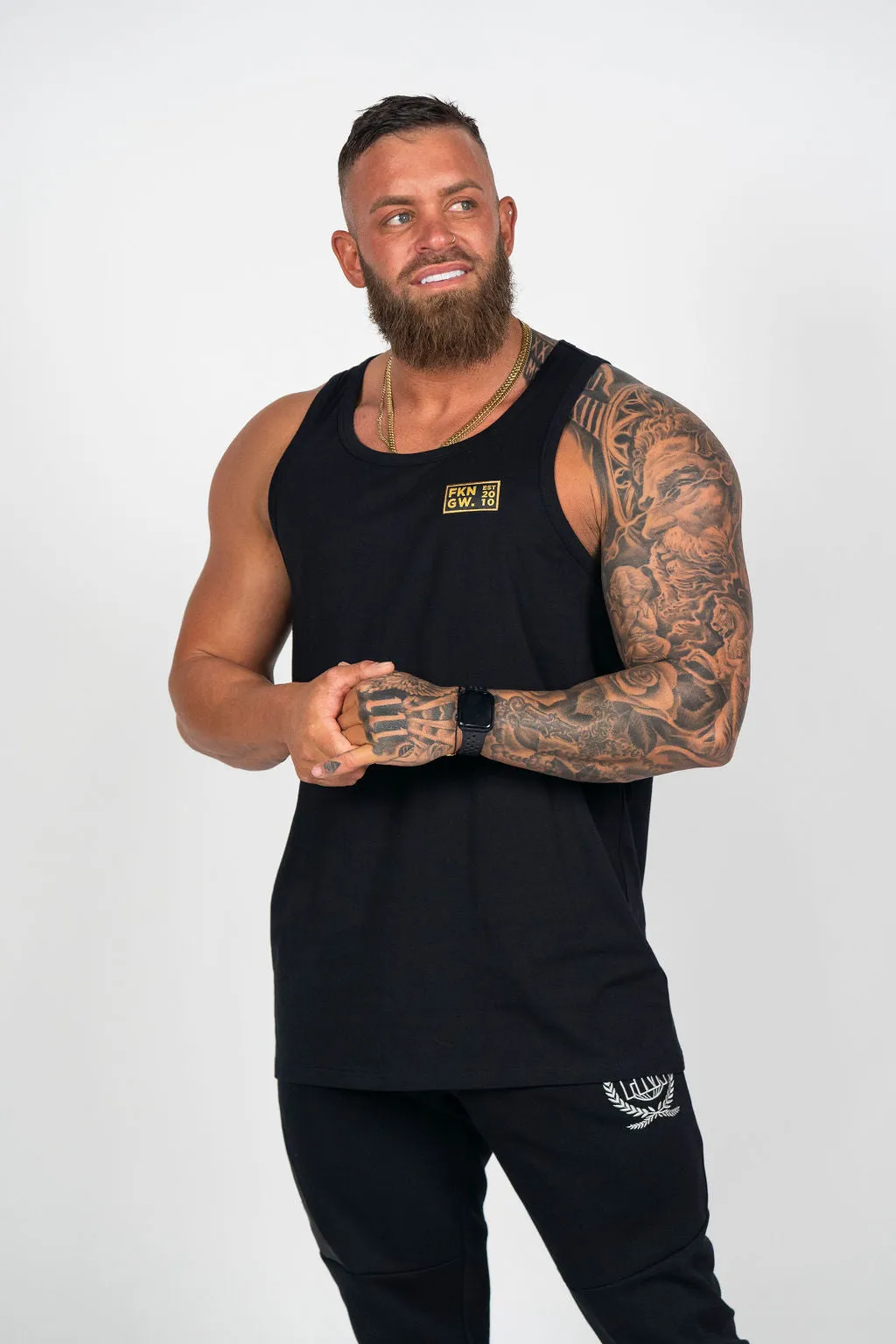 Conquer | Men's FKN GOLD Gym Singlet | Black & Gold