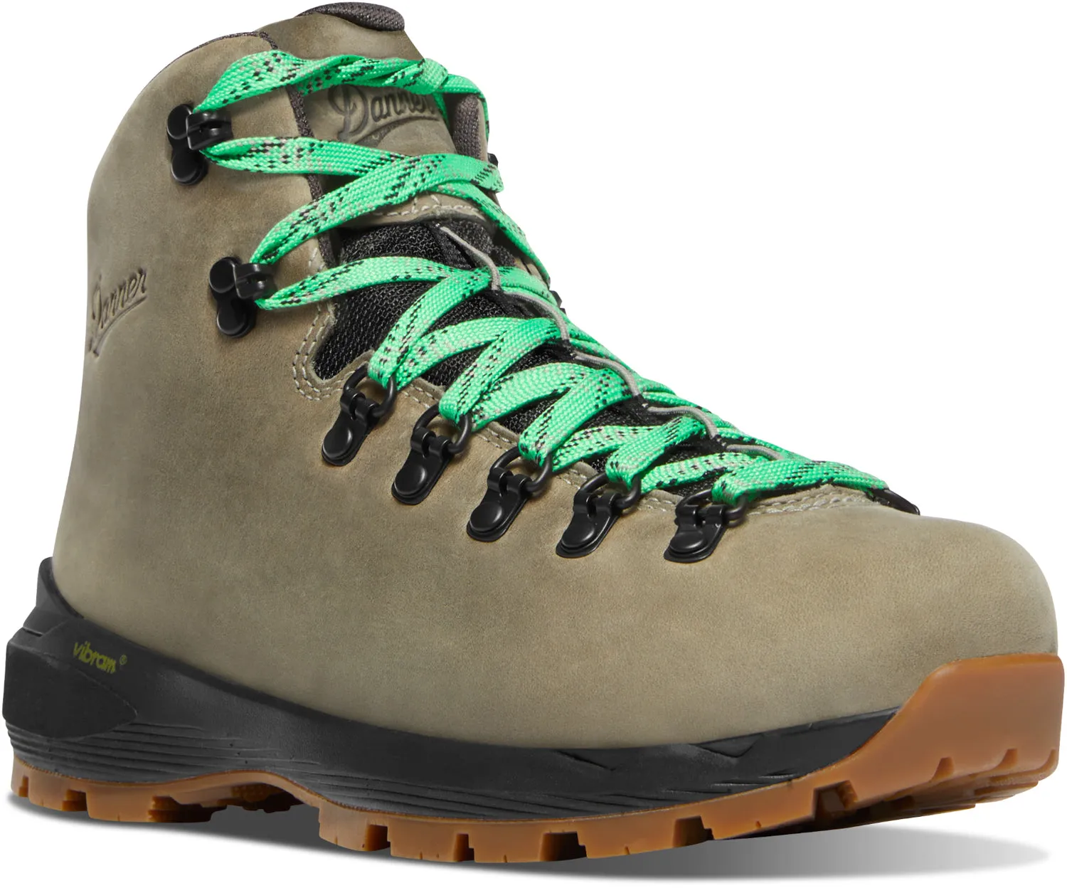 Danner Womens Mountain 600 EVO GTX Tin Gray/Island Green Leather Hiking Boots