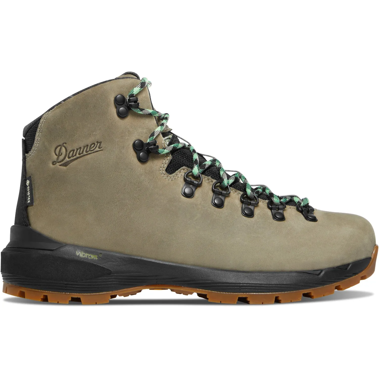 Danner Womens Mountain 600 EVO GTX Tin Gray/Island Green Leather Hiking Boots