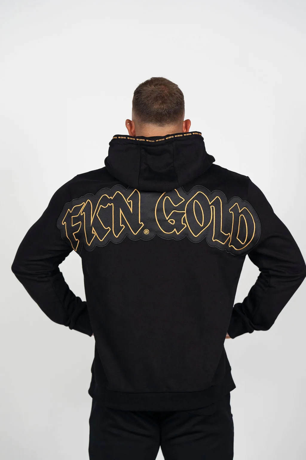 FKN GOLD | Men's Gym Hoodie | Black & Gold