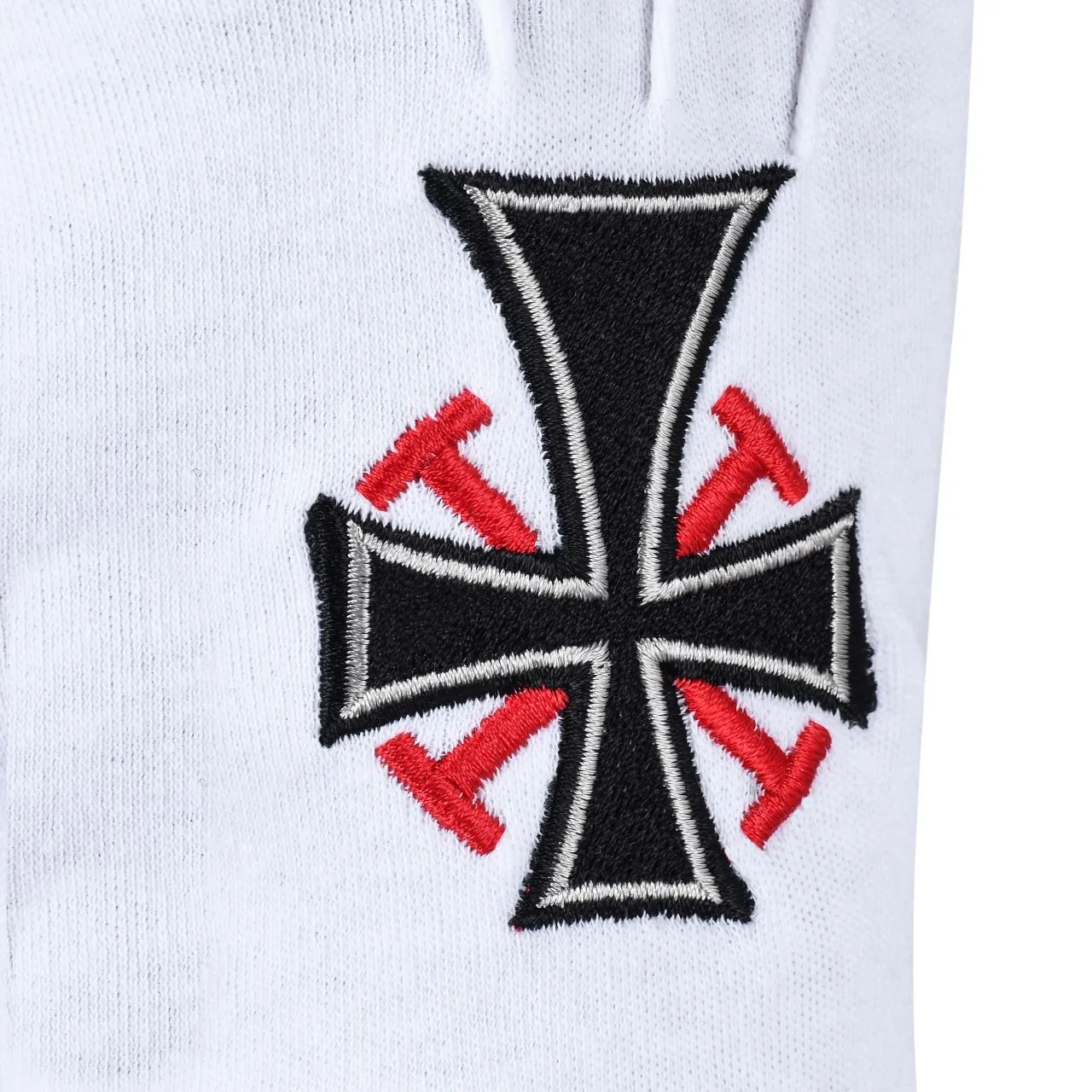 Knights Templar Commandery Glovess - Cotton With Black Cross