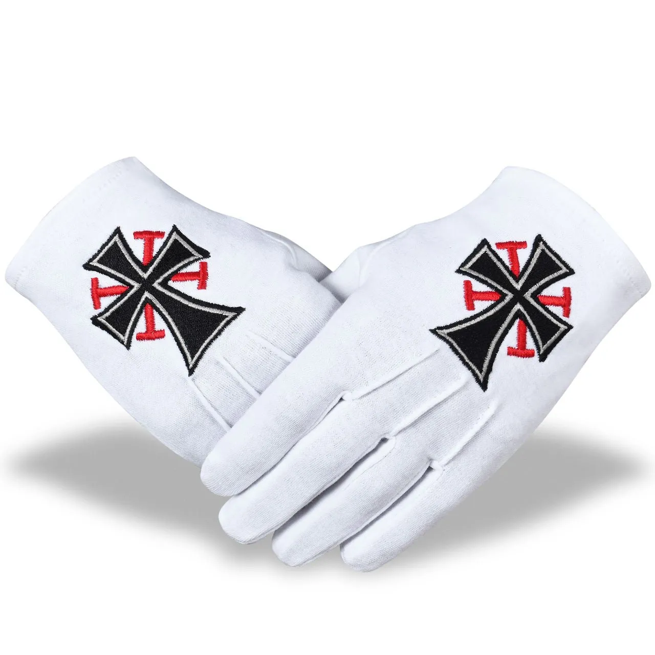 Knights Templar Commandery Glovess - Cotton With Black Cross