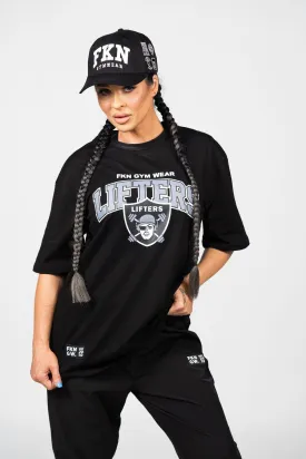 LIFTERS | Women's Oversized Pump Cover Gym T-Shirt | Black