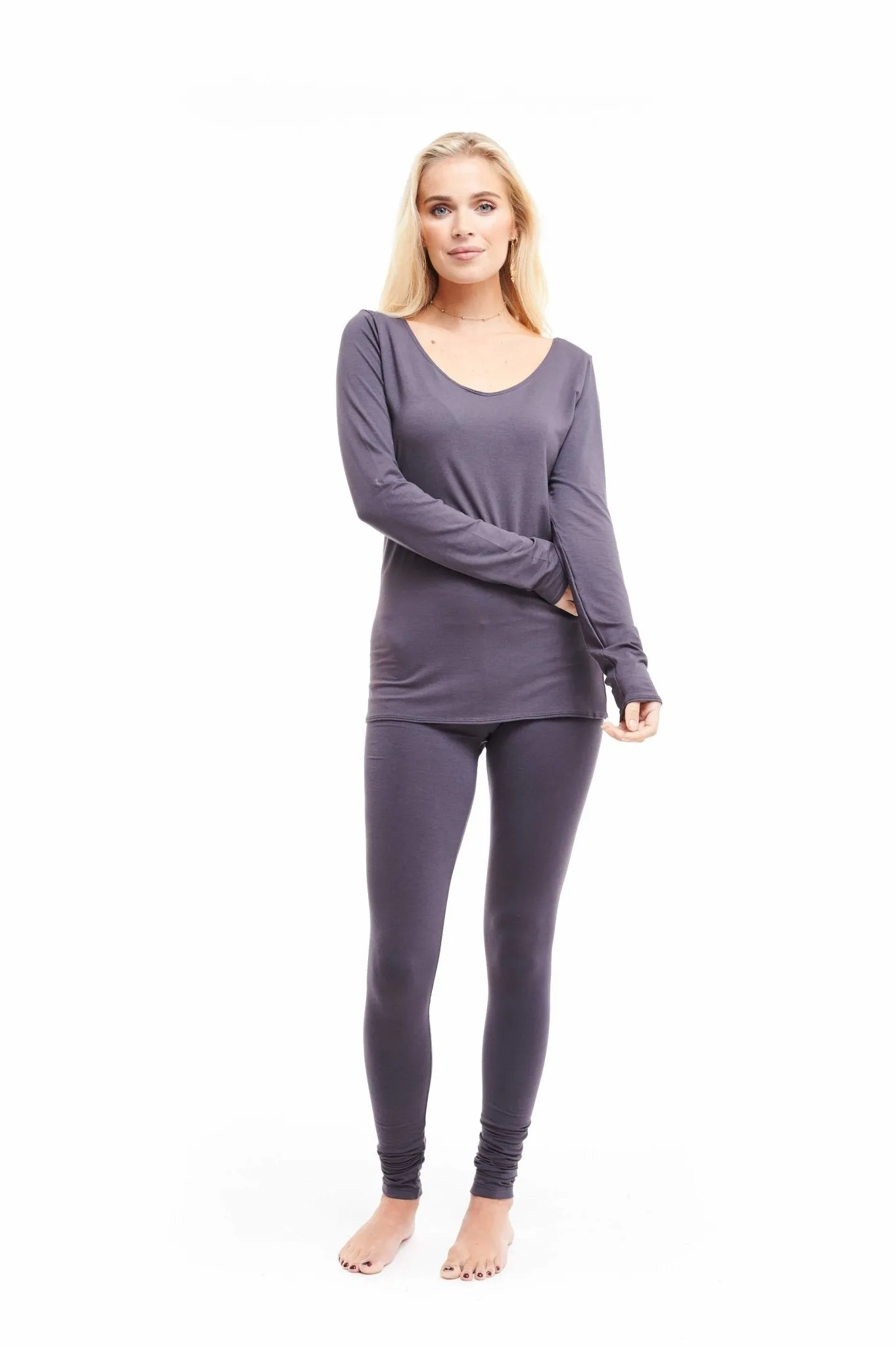 LONG SLEEVE TOP CHARCOAL