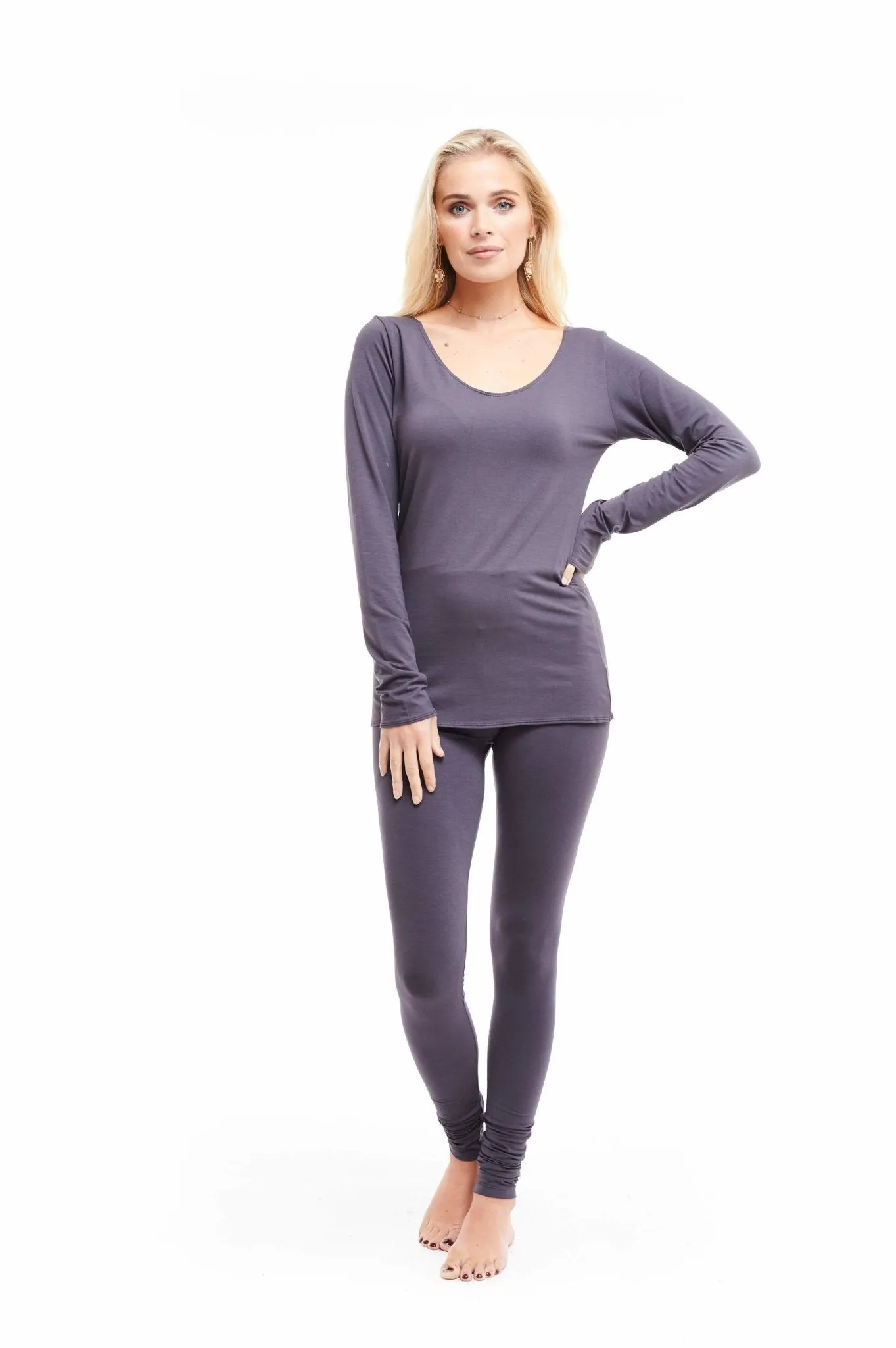 LONG SLEEVE TOP CHARCOAL