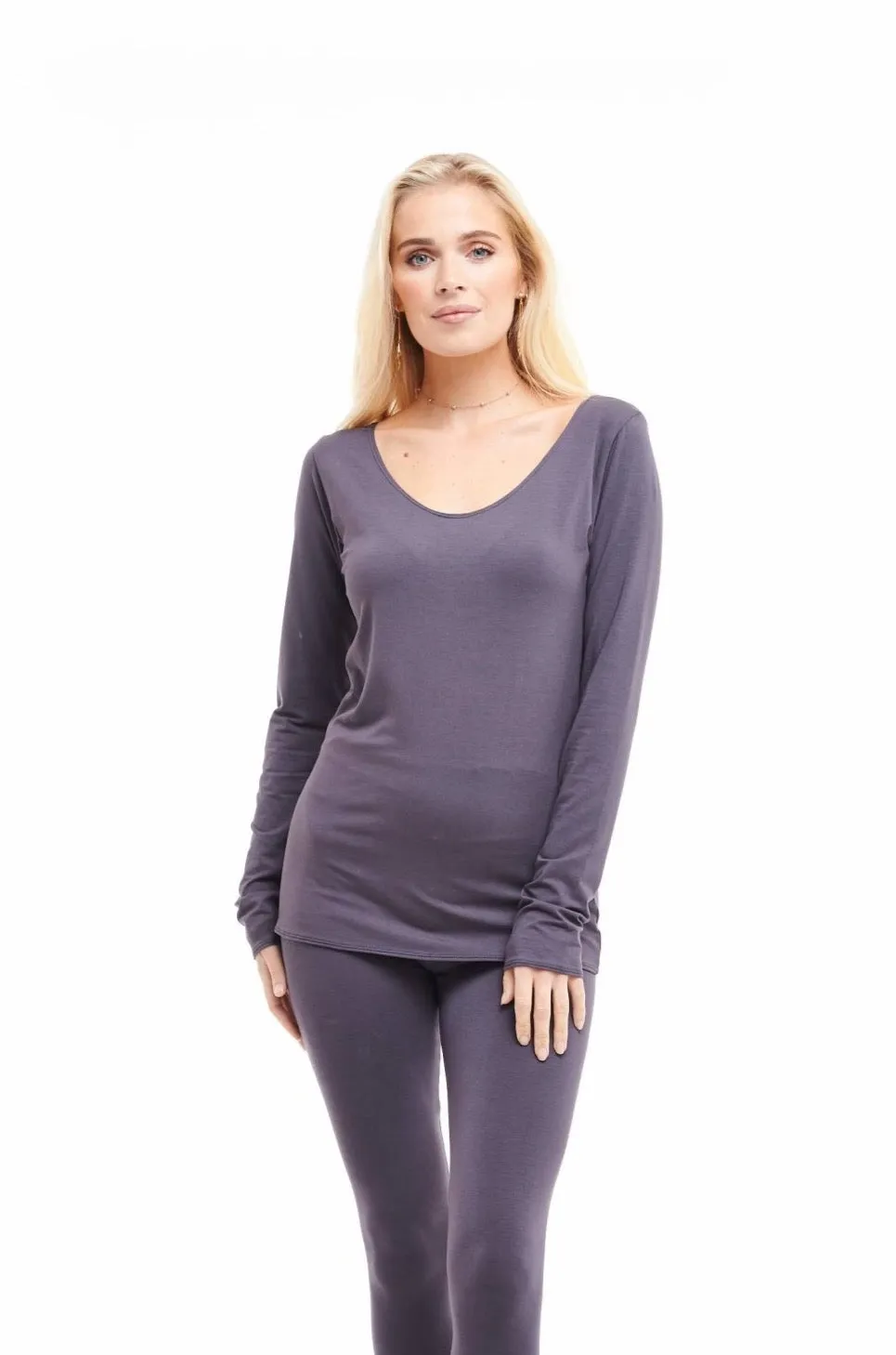 LONG SLEEVE TOP CHARCOAL