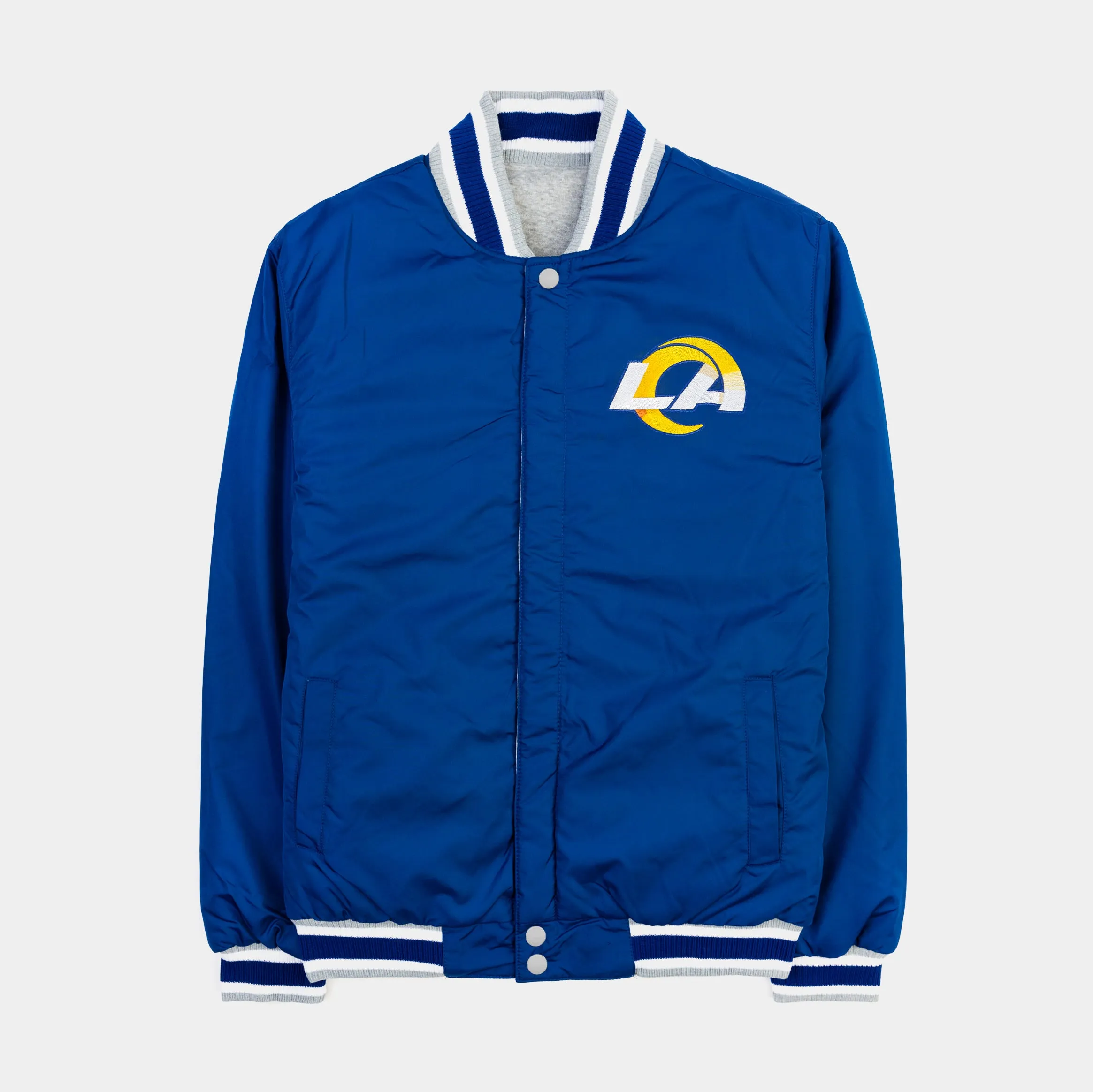 Los Angeles Rams Reversible Letterman Mens Jacket (Blue/Grey)