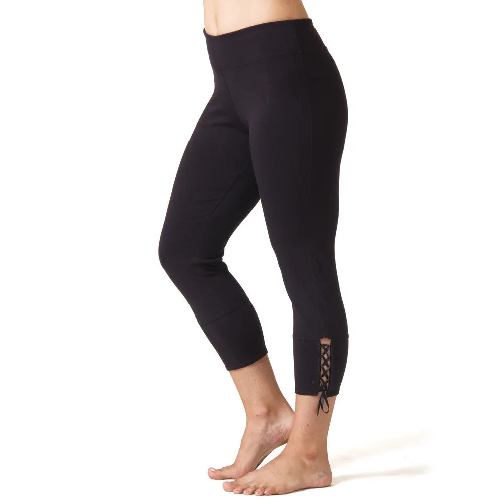 Love Lace-up Capri Legging - Black