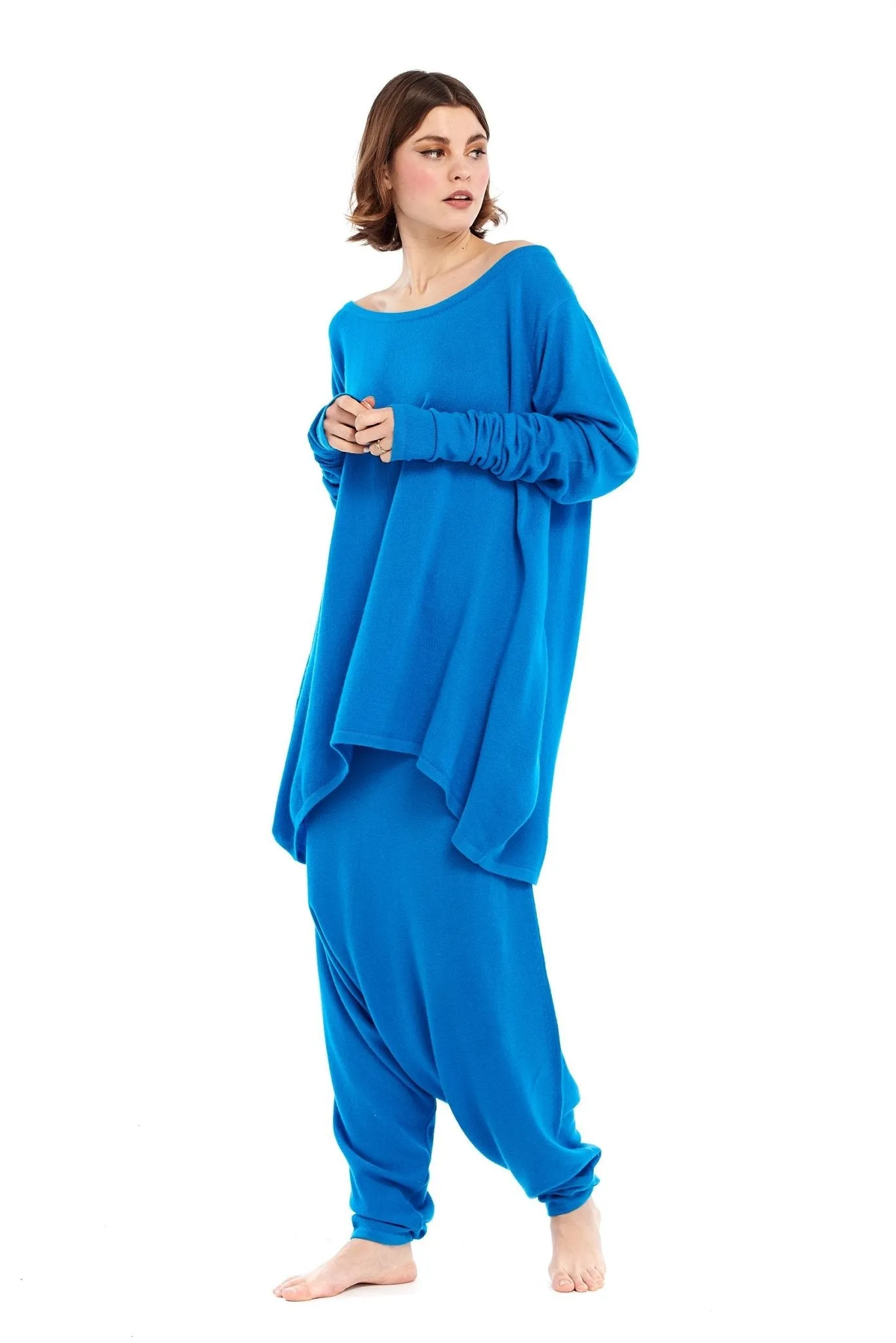 Luxury Cashmere Harem Lounge Pants Turquoise