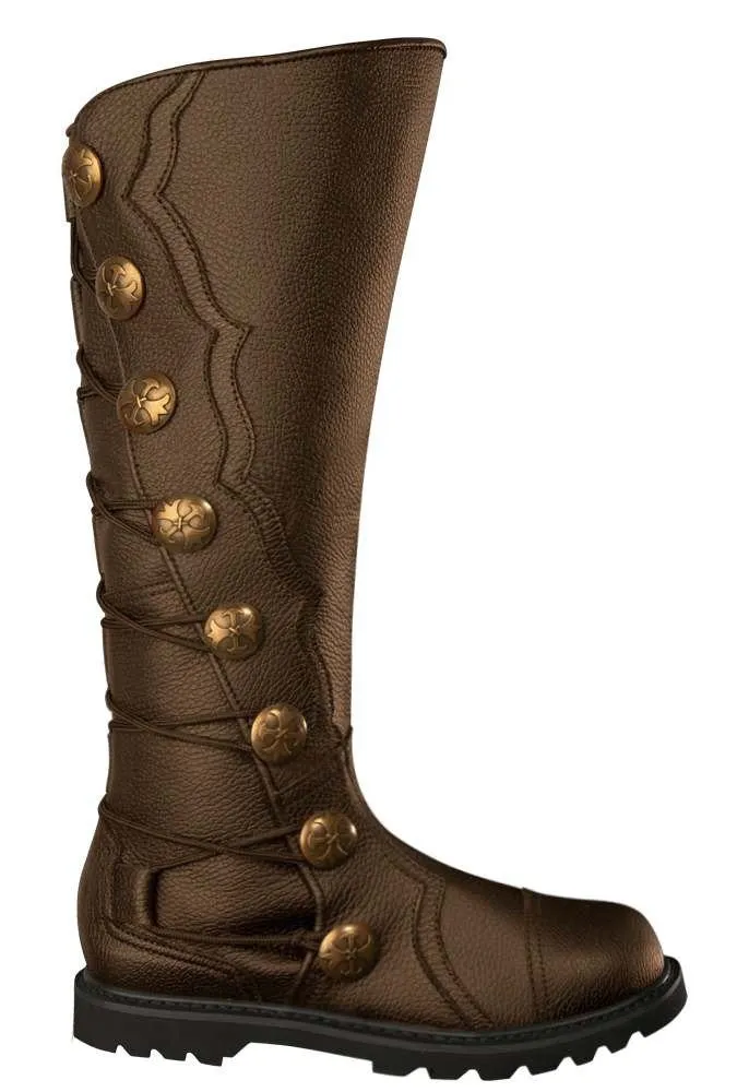 Men's Brown Leather Knee High Renaissance Boots 9912-BR