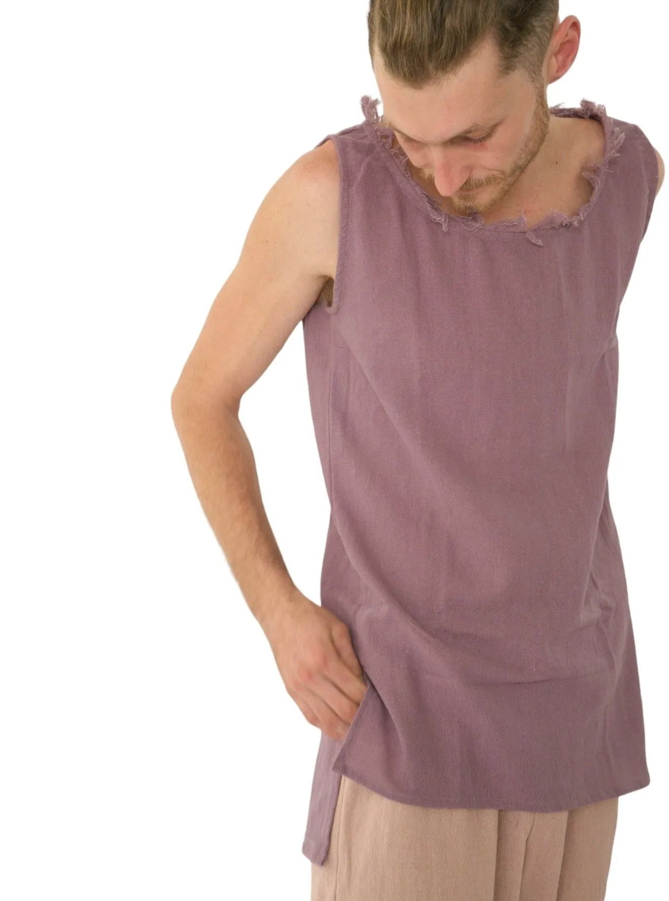 Men's Organic Cotton Sleeveless Shirt in Lavender