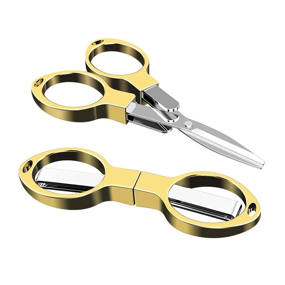 Mini Stainless Steel Folding Scissors Keychain Fishing Scissor Cutter Camping Tool Fishing Pliers Scissors Line Cutter Tool