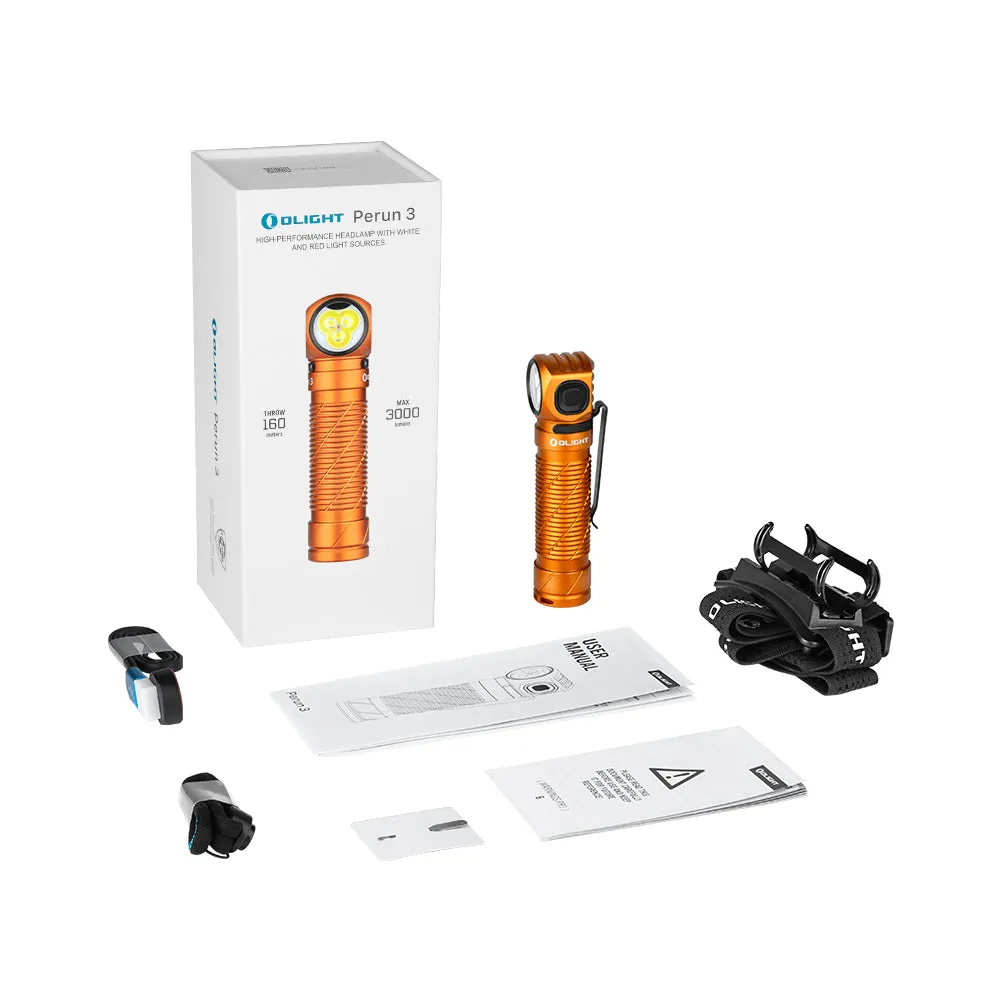 Olight Perun 3 Headlamp 3000 Lumens White Light and Red Light