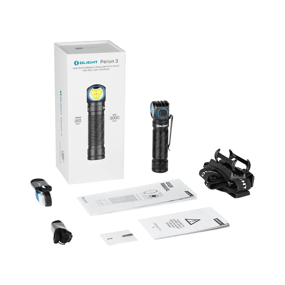 Olight Perun 3 Headlamp 3000 Lumens White Light and Red Light