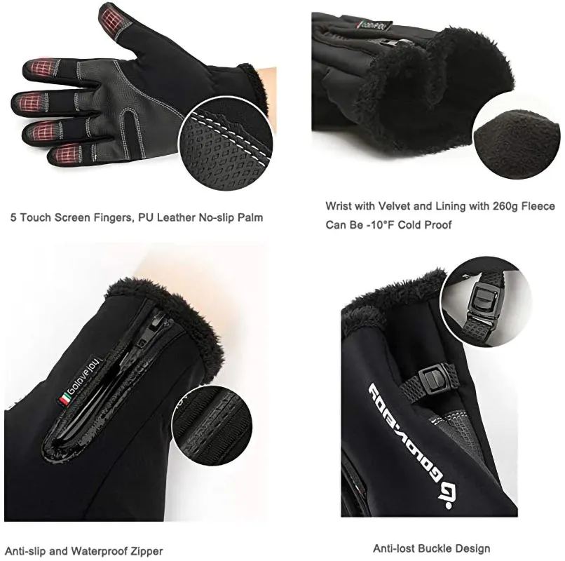 Outdoor Sports Windproof Waterproof Touch Screen Gloves-XXL