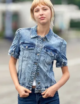 Puff-Sleeve Denim Jacket