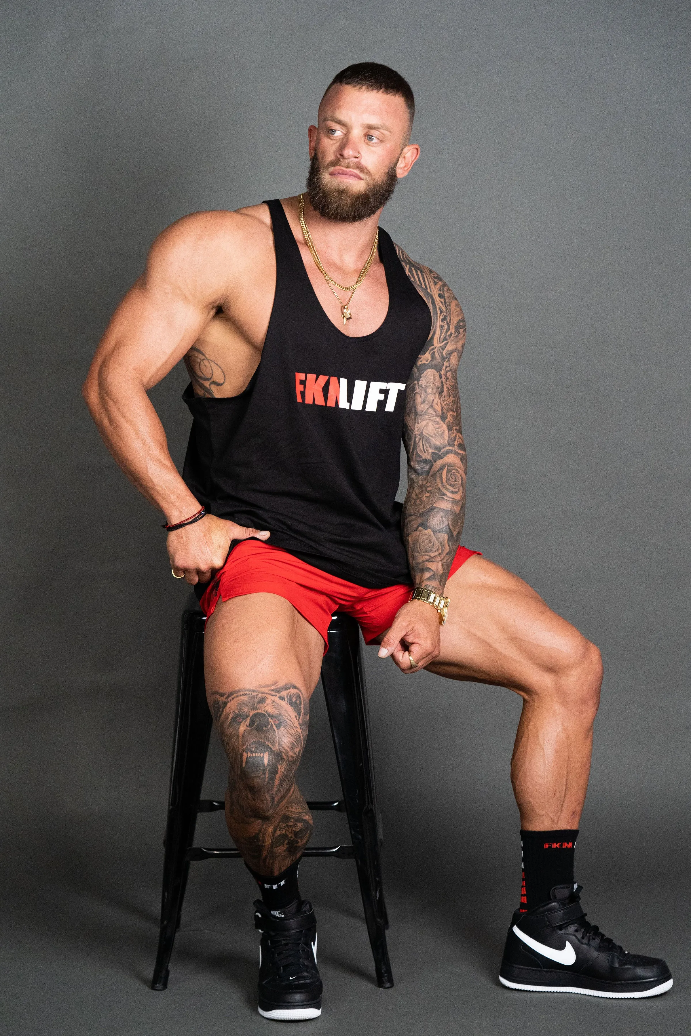 Shred | Men's FKNLIFT Gym Stringer | Black