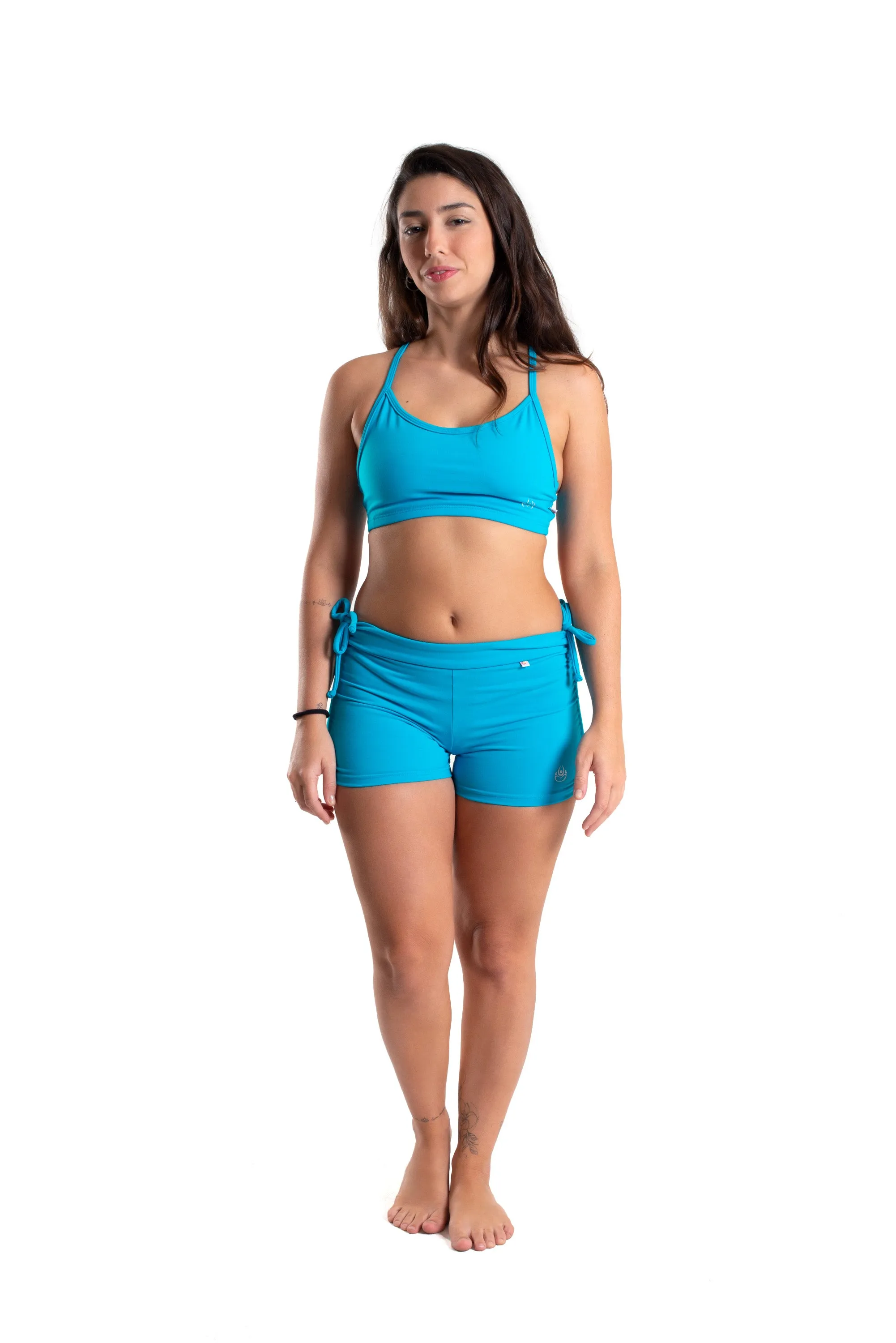 Side String Shorts, Turquoise, Supplex