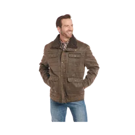 Sidran Men's Enzyme Washed Zip Front Sherpa Carry Pocket Antique Chocolate Jacket