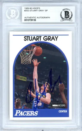 Stuart Gray Autographed 1989-90 Hoops Card #253 Indiana Pacers Beckett BAS #10739136