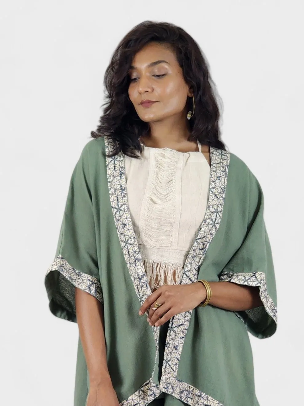 Unisex Flower of Life Organic Cotton Shrug (Sage)