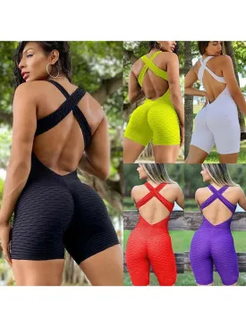 Women's Active Backless Sleeveless Jumpsuit