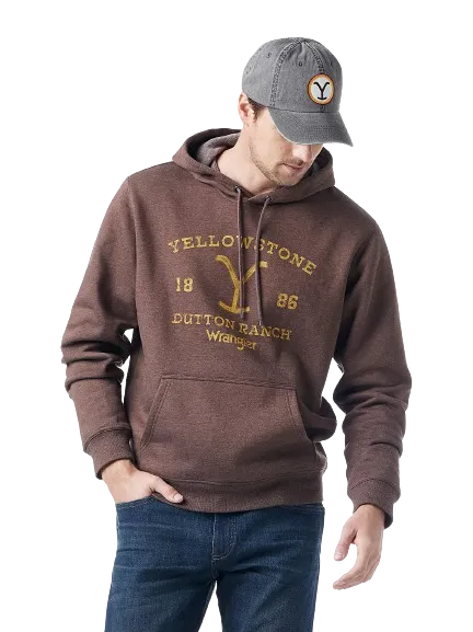 Wrangler Men's Yellowstone Dutton Ranch 1886 In Brown Heather Hoodie