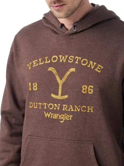 Wrangler Men's Yellowstone Dutton Ranch 1886 In Brown Heather Hoodie